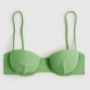 J. Crew Green Balconette Underwire Swimsuit Top - 32B - BX612